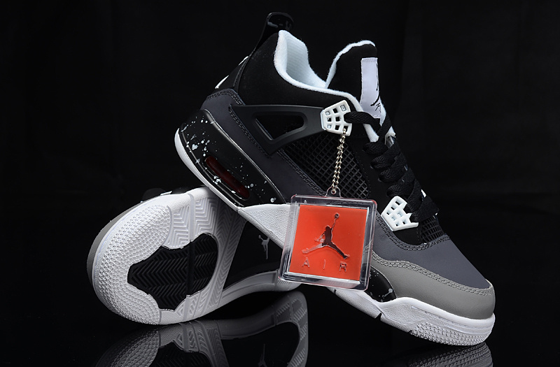 Air Jordan 4 Men Shoes Black/Gray Online